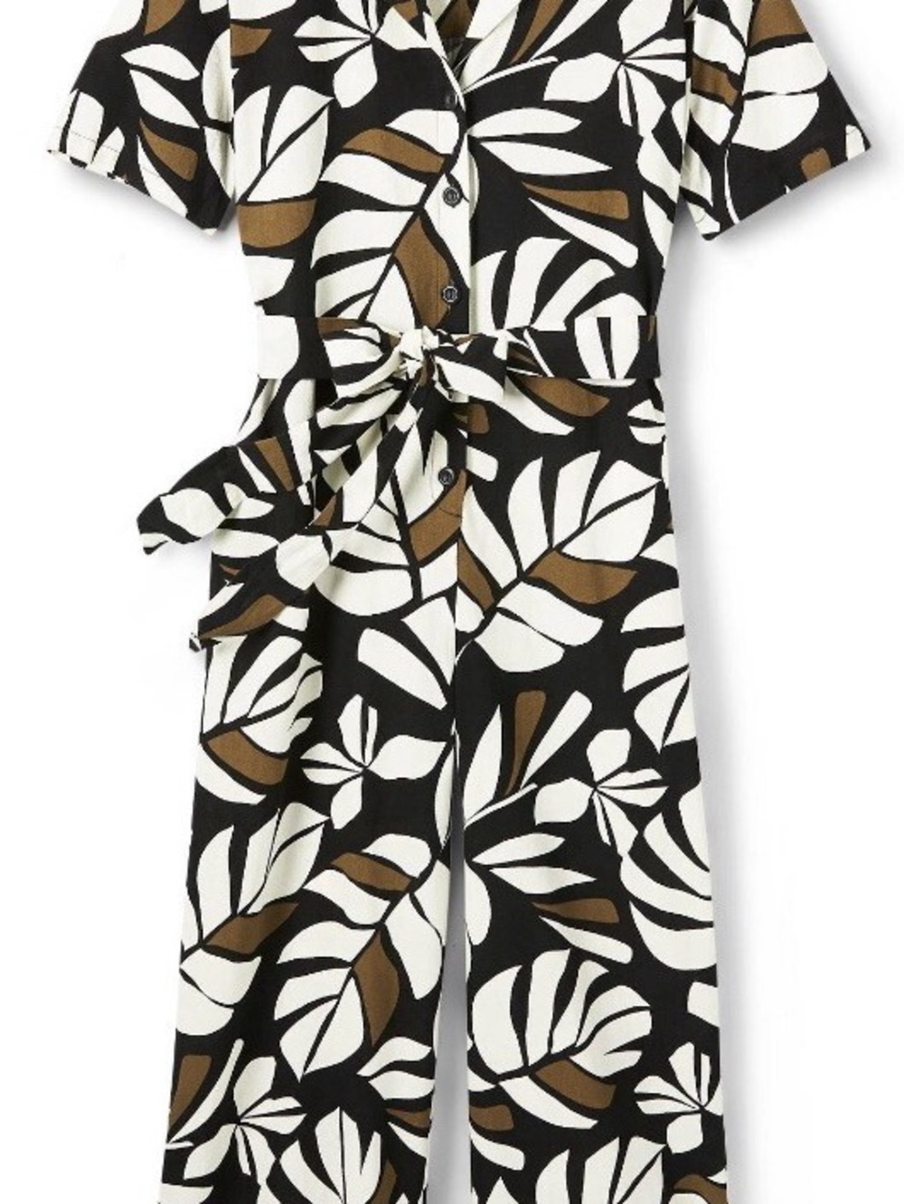 TABITHA BROWN |Tropical LeafLinen Blend  Button-Front Jumpsuit